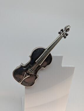 Vintage LANG Sterling Silver 925 Violin Shaped Brooch Pin Music Instrument